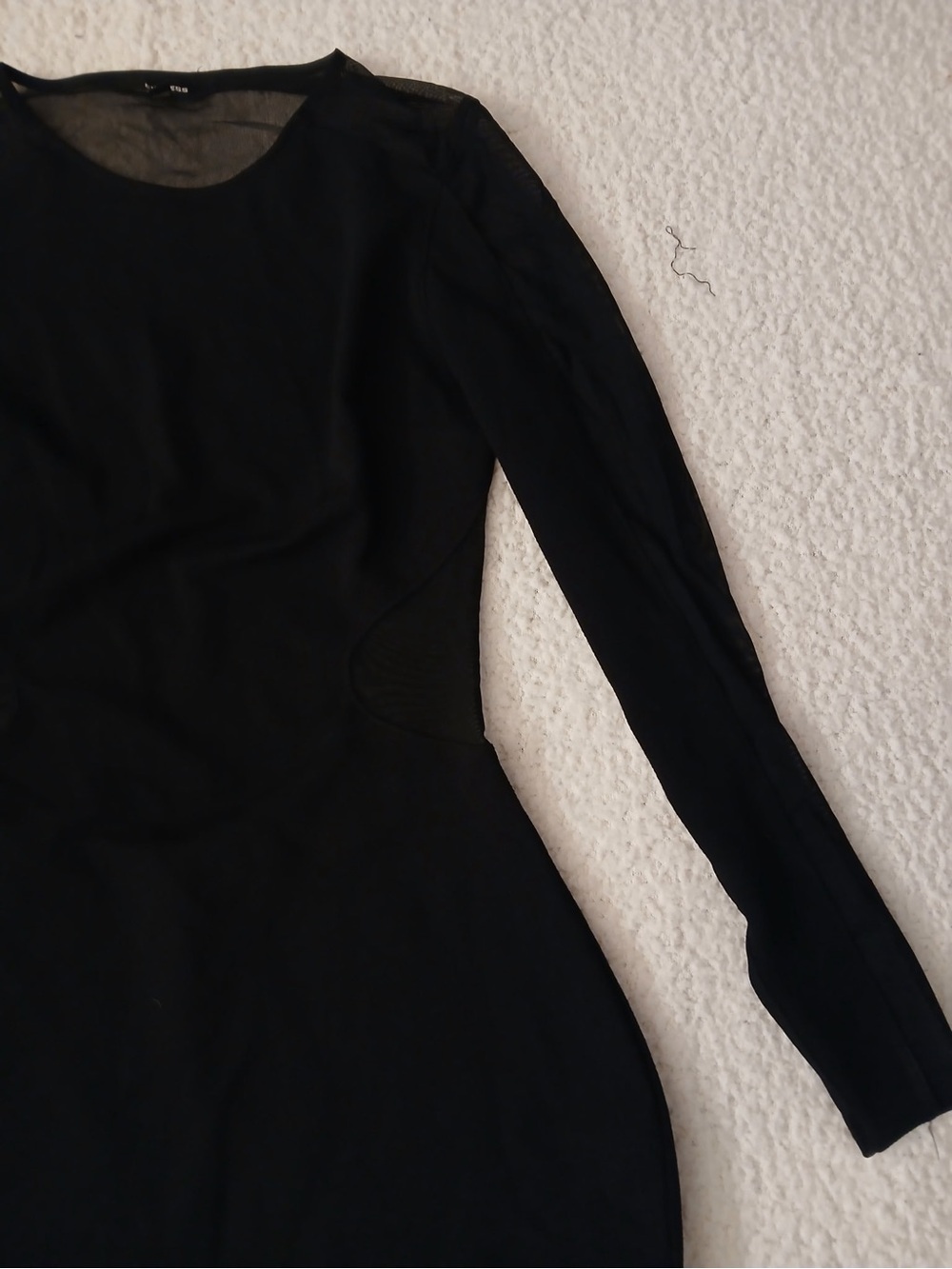 Express Black Long-Sleeve Sheer-Panel Bodycon Dress - Picture 5 of 9